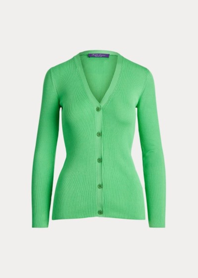 Cardigan Ralph Lauren Rib-Knit Silk Mulher 65730-YPWR